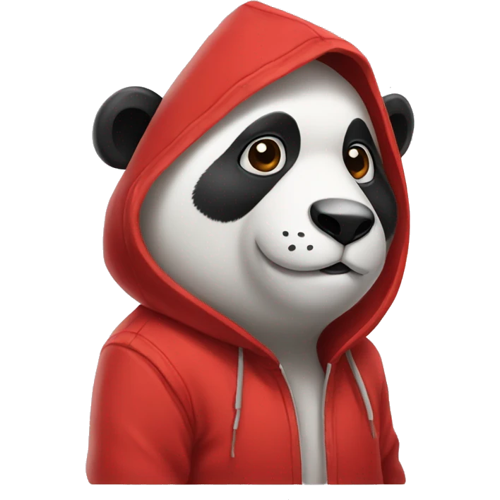 A panda wearing a red hoodie emoji
