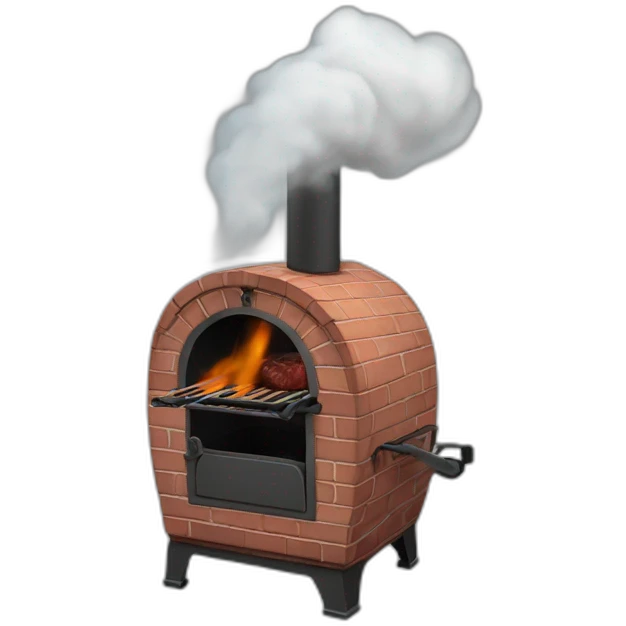 a meat smoker in the backyard billowing smoke from its chimney emoji