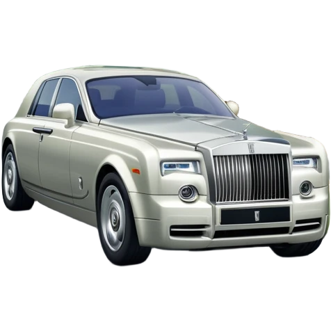 Rolls-Royce Phantom (2022) – cinematic-realistic Rolls-Royce Phantom emoji, its polished silver frame glistening under the sun as it glides down a winding, tree-lined road. The iconic Spirit of Ecstasy hood ornament stands proudly, the V12 engine hums silently as the car cuts through the serene countryside, embodying elegance and power. emoji