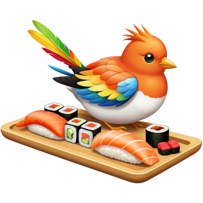 bird eating sushi emoji