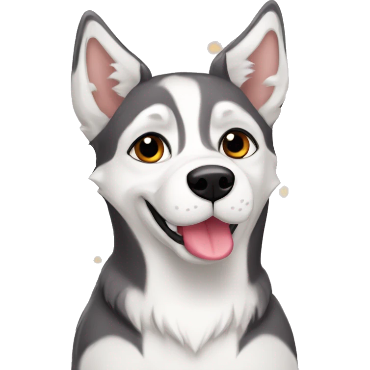Perro bodeguero andaluz con colores de husky con las orejas caidas emoji