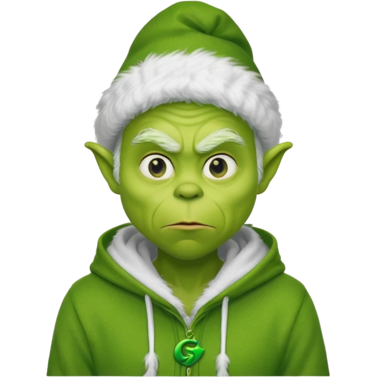 Create an avatar of white european male in hoodie with ``BST`` letters on it. make him look like grinch from movie emoji