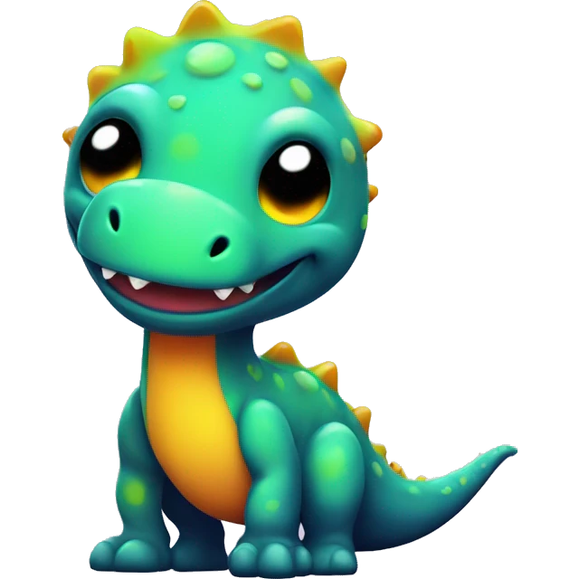 Neon paint splotched cute Dino   emoji