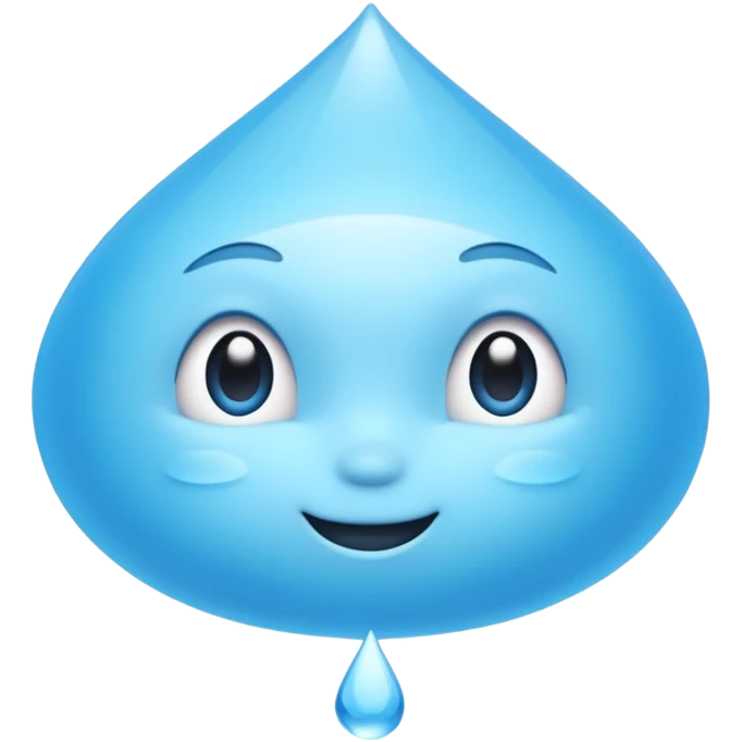 A single water droplet emoji, iPhone emoji style, glossy and smooth, cartoonish, vibrant sky blue color, high detail, simple and cute design, isolated on white background, centered composition


 emoji