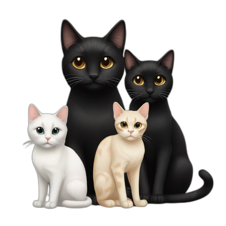 two black cats and one colourpoint cat emoji