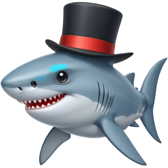 Shark with a top hat emoji