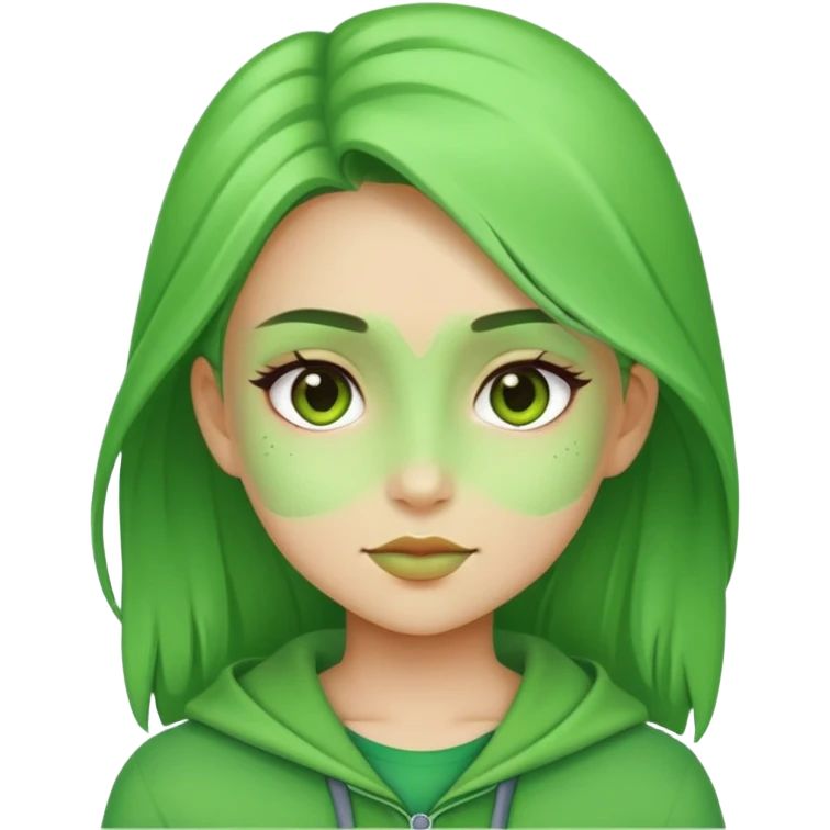 A girl that is color green emoji