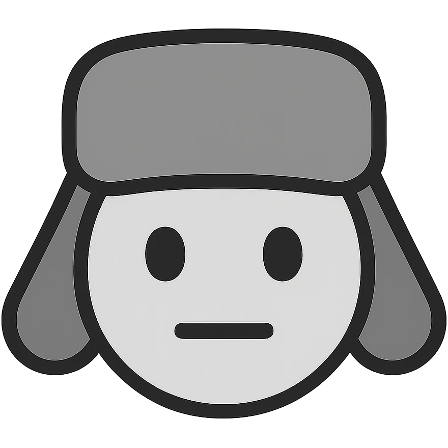 skuf emoji, minimalist style, gray ushanka hat, neutral face emoji
