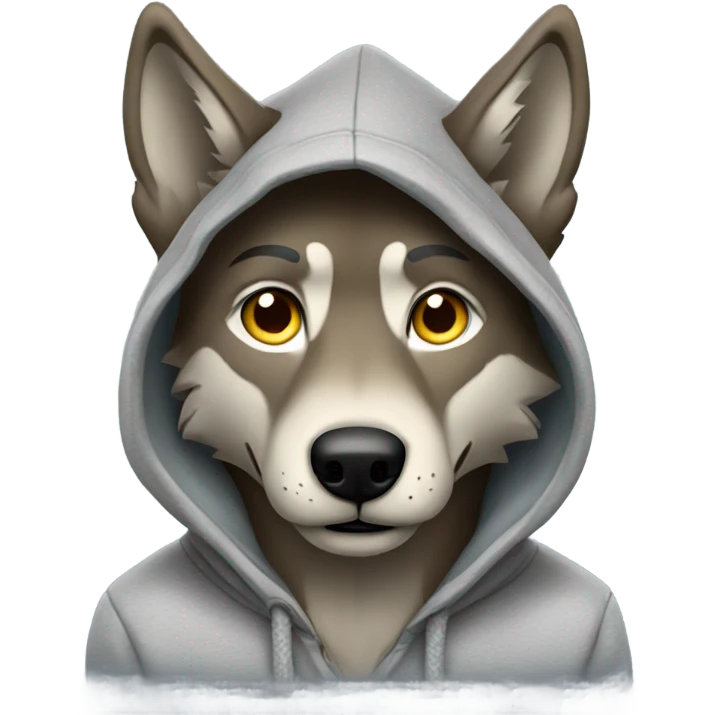 Wolf wearing a hoodie emoji