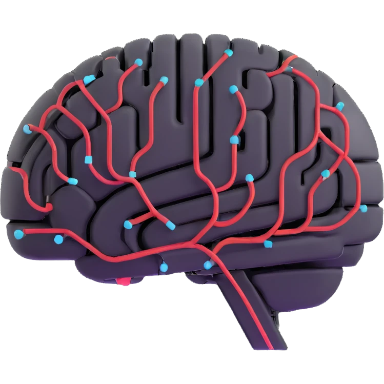 AI digital brain with circuits emoji