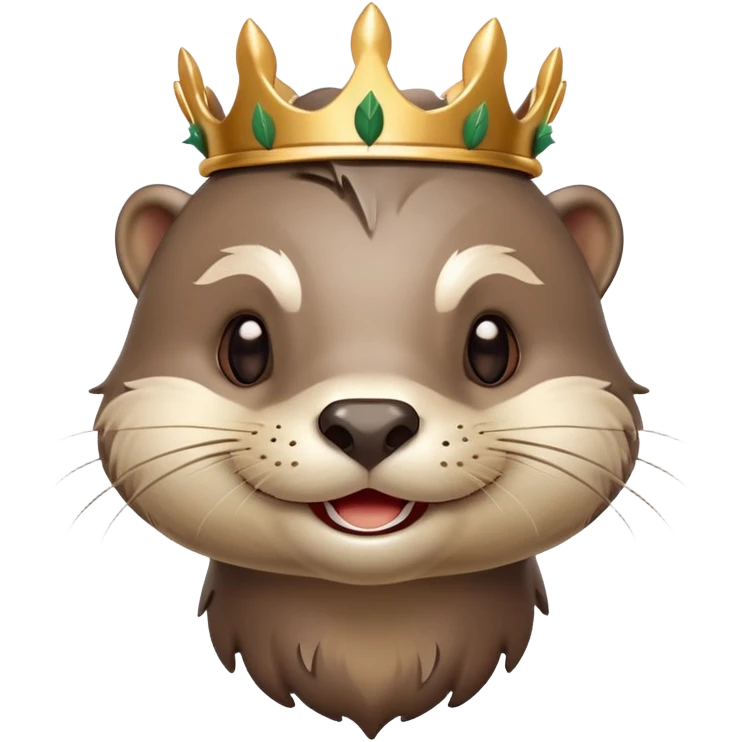 really cute smiling joyful otter face in three-quarter profile view with simple thorny stem wrapped horizontally around its forehead like Jesus Christ's Crown of thorns, Apple emoji style, glossy finish, polished look emoji