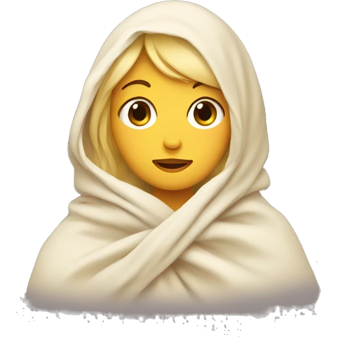 Blonde girl wrapped in big blanket over head emoji