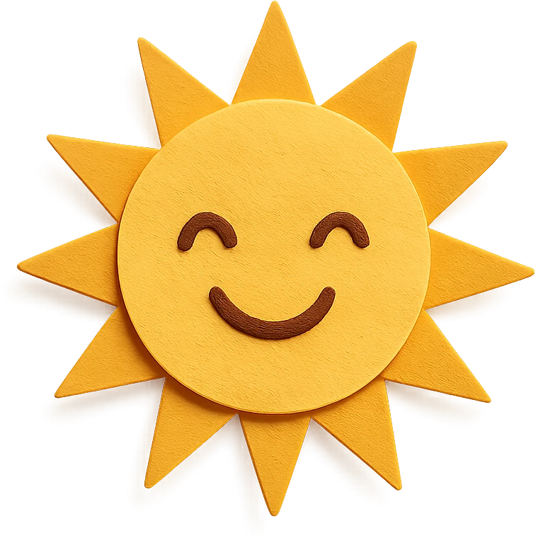 cheerful sun with rays in paper-craft style emoji