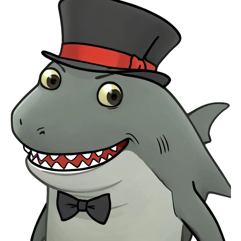 Shark with a top hat emoji