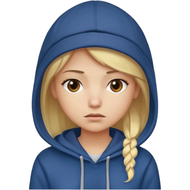 Blonde female tech developer going back to work after christmas holidays, looking tired and wearing a hoodie and cap emoji