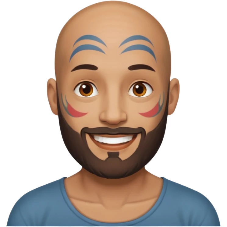 bald bearded man with face tattoo emoji