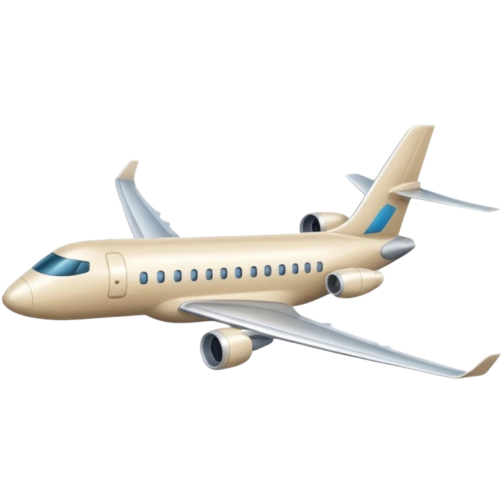 long modern light beige passenger airplane emoji