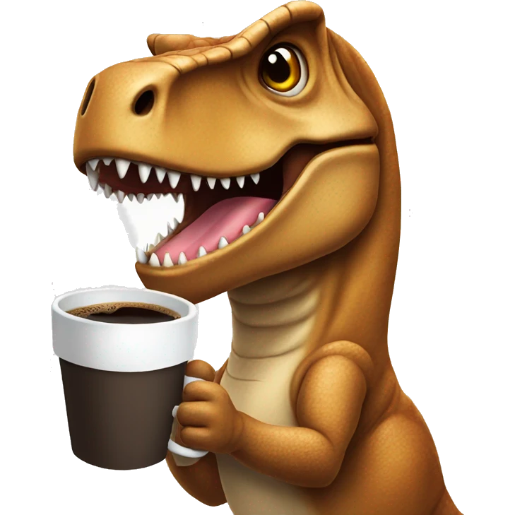 T-Rex with coffee emoji