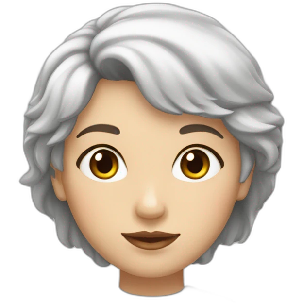 Une fille blanche, cheveux très courts brun yeux noir tache de rousseur emoji