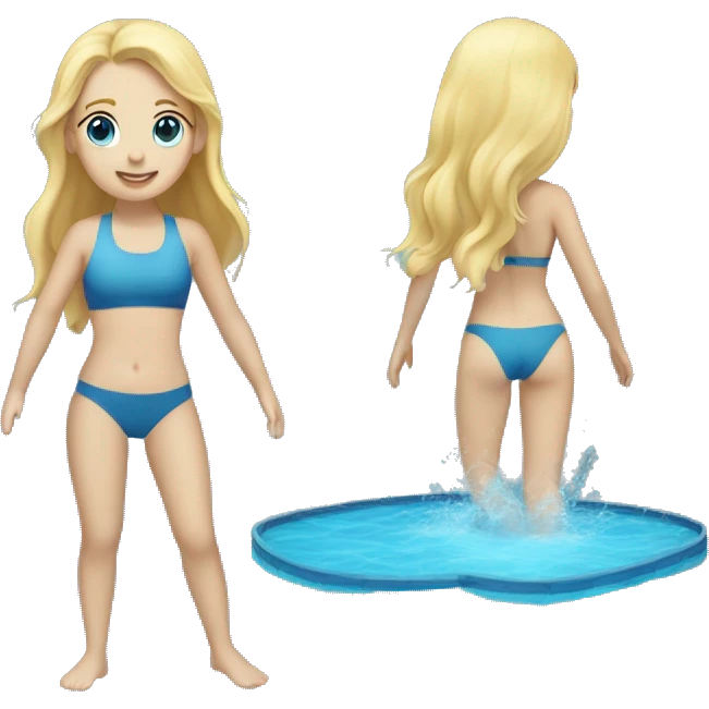 girl swimming blonde hair blue eyes full body with flippers emoji