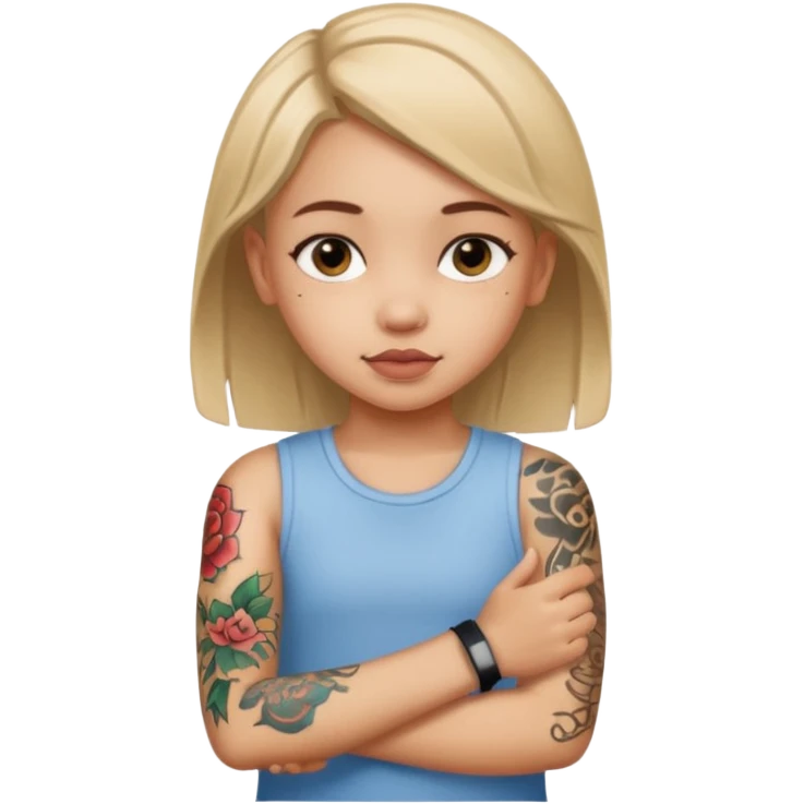 girl kid with tattoo emoji