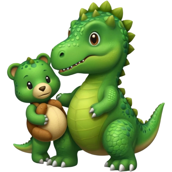Dinosaur with teddy bear  emoji