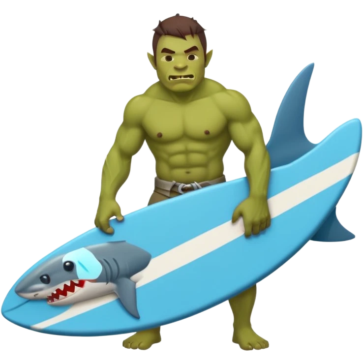 orc male with a shark-shaped board, centered emoji