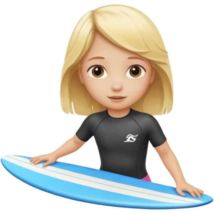 Little girl with blonde hair surfing  emoji
