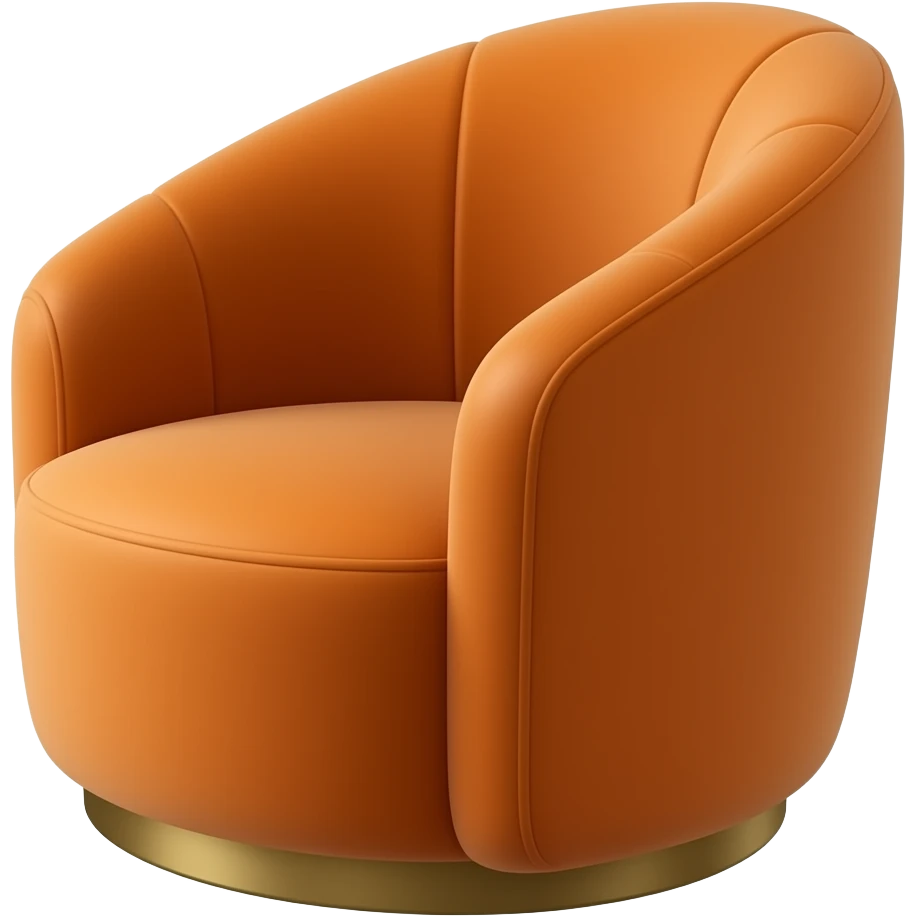 orange velvet round armchair, side view emoji
