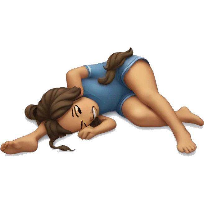 Girl laying on her stomach kicking her feet emoji