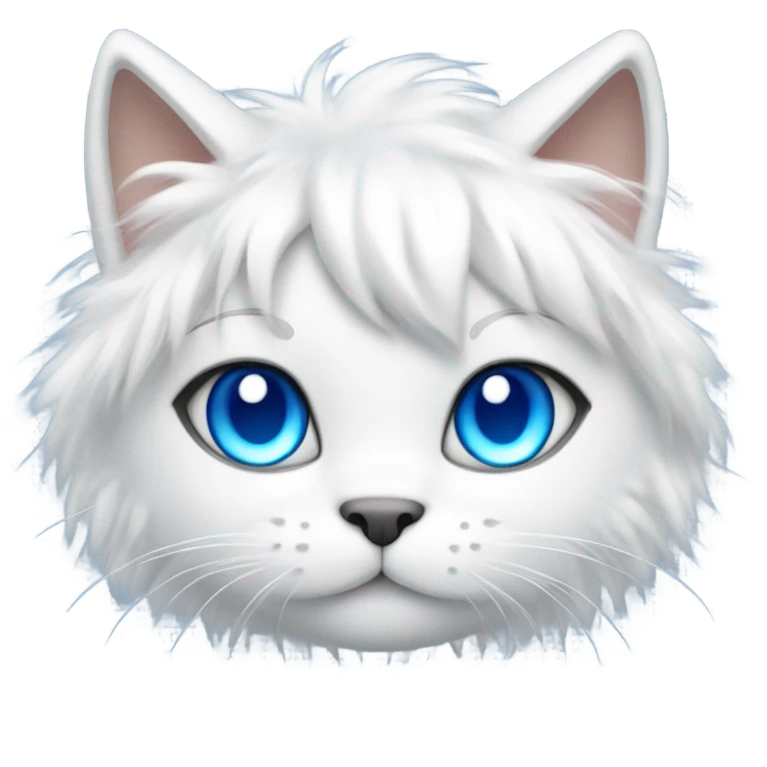 anime cat with white fur and blue eyes emoji