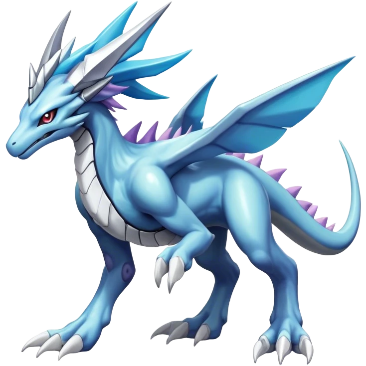  Cool Edgy Shiny Godly Ethereal Futuristic Legendary Digimon-Suicune-Dialga-Kyurem-Latios-Reptile, full body, four legs emoji