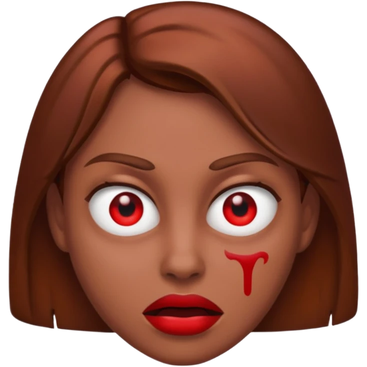 RED EYES, EVIL EMOJI, KILLER EYES, BROWN HAIR emoji