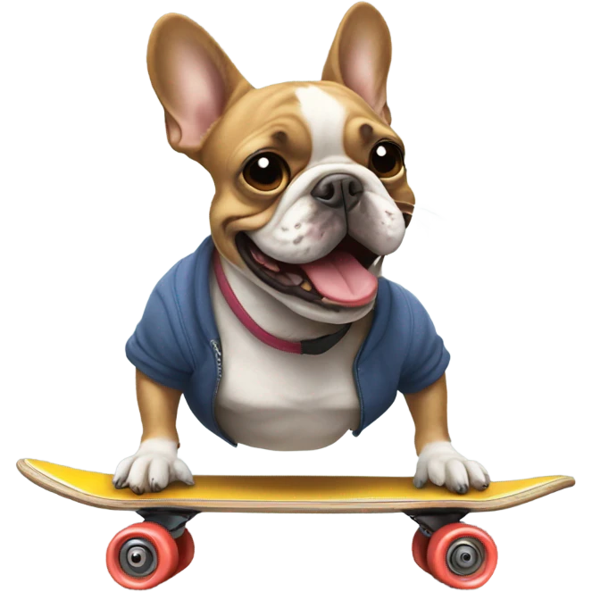 Frenchie riding a skate board  emoji