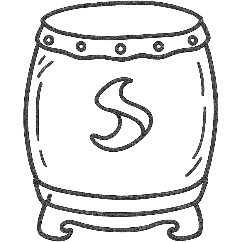 hand-drawn outlined sino Chinese drum icon emoji
