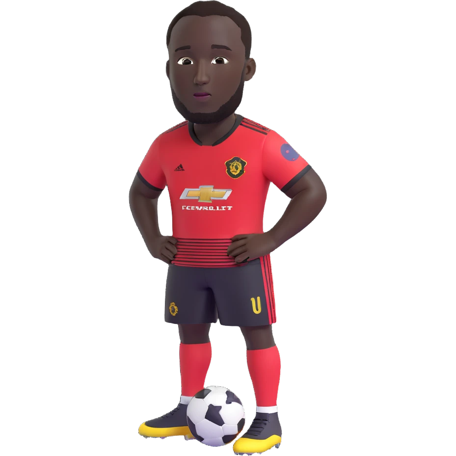 Romelu Lukaku as a powerful football striker, athletic build, short hair emoji