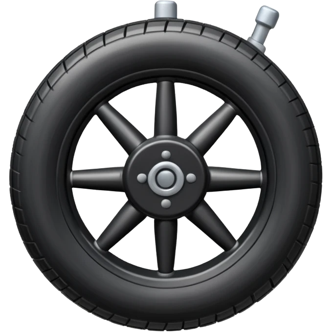 he aircraft's landing gear is one inflated, plump wheel with a strut, black in color emoji