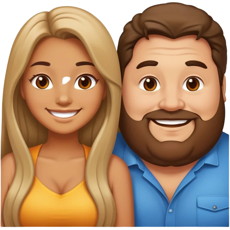 Hot girl with fat guy emoji