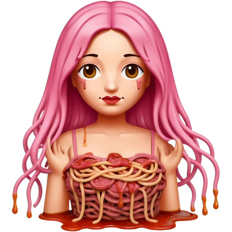  SPAM meat melted pink dripping sauce spaghetti dress monalisa portrait emoji