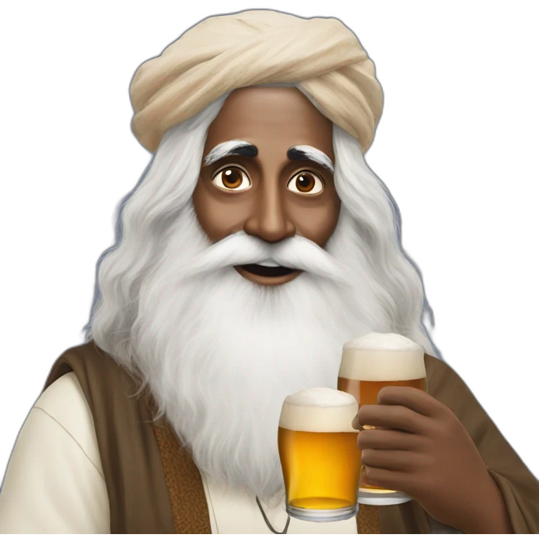 sadhguru with beer emoji