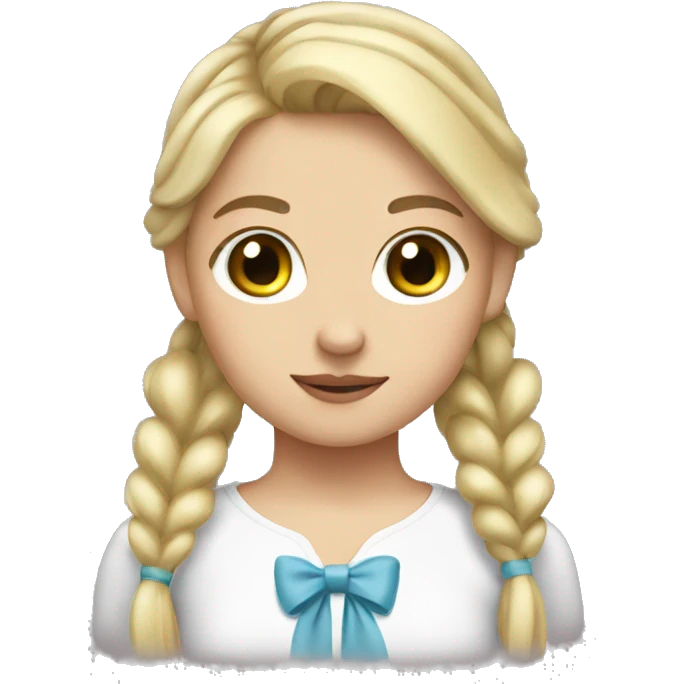 blonde girl with pony tail and a bow holding it emoji