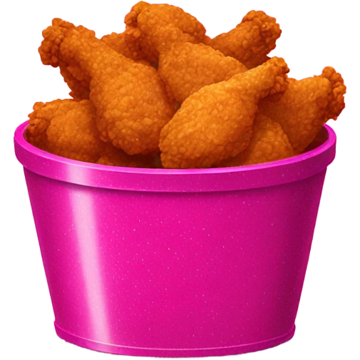 Hot pink glittery bucket of fried  chicken  emoji