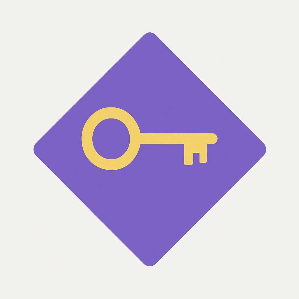 flat diamond, color #9665db, with 🗝️key  symbol on the diamond. emoji