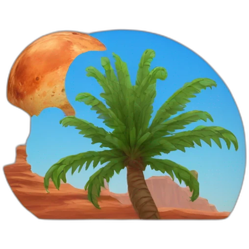 Mars sur un palmiers emoji