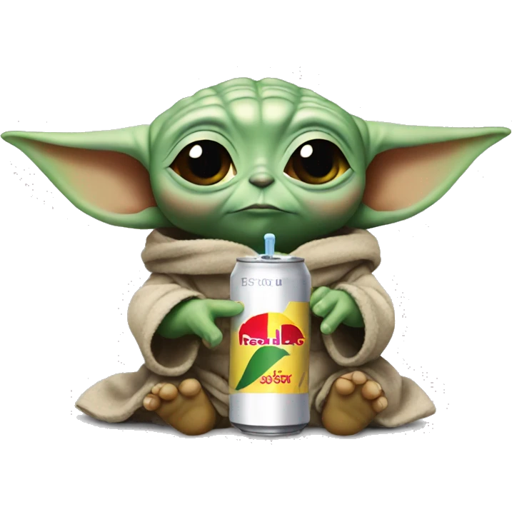 Baby yoda with a redbull emoji