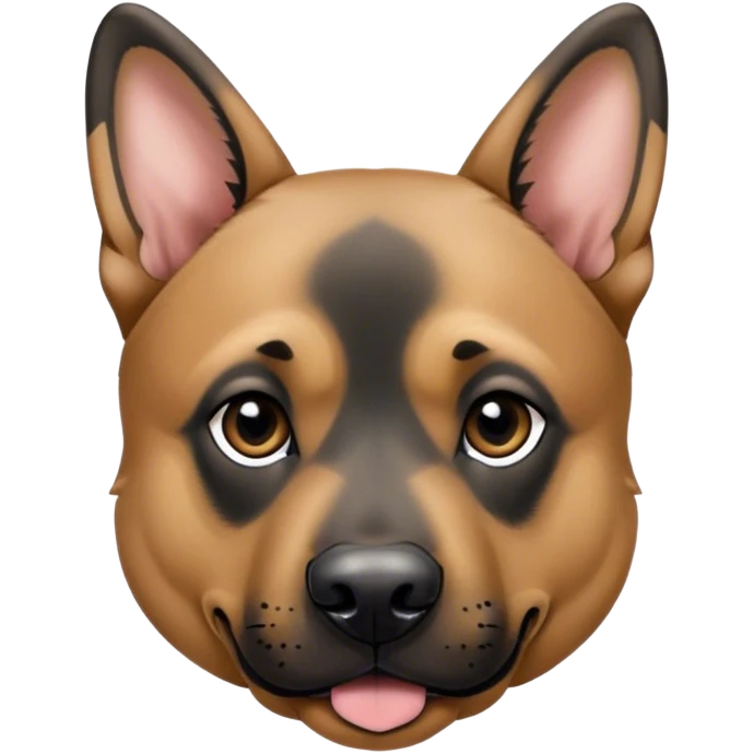 German shepherd/pit bull mixed dog with ears down and a white tip on his black tail emoji