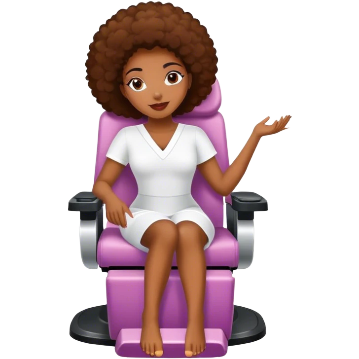 African American woman sitting in pedicure chair emoji