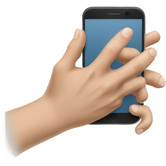 realistic hand with phone emoji