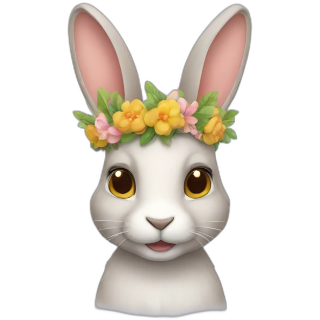 Rabbit with flower crown emoji
