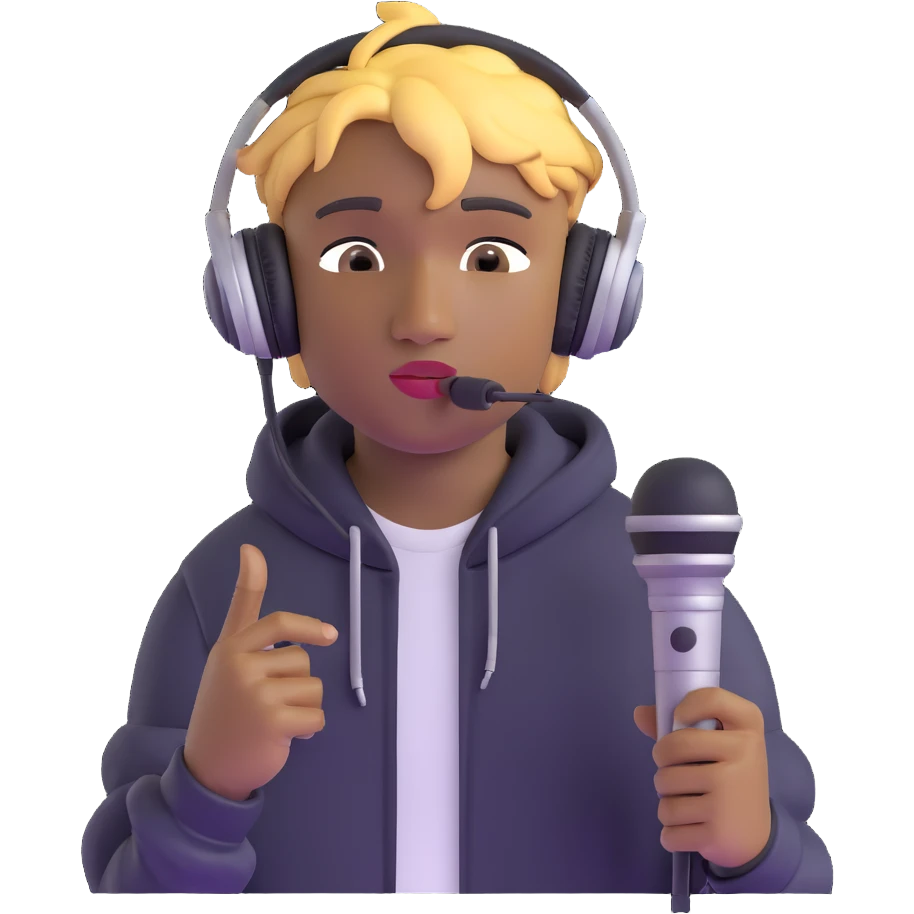 Juice WRLD with headphones and microphone emoji